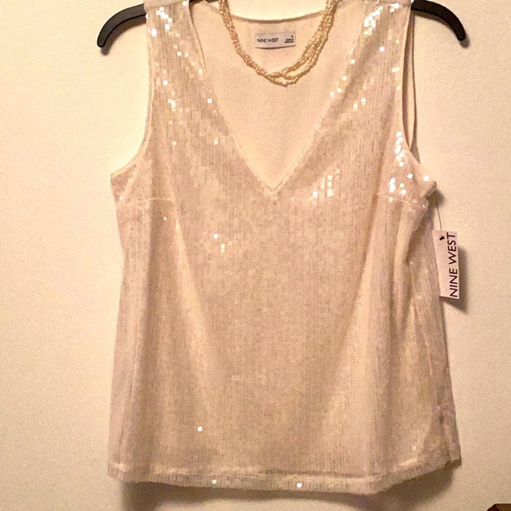 Women’s Small Nine West Cream Sequin Tank Top